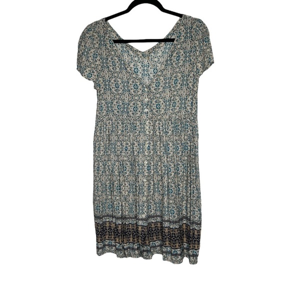 Mittoshop button front Blue Floral Dress small - Picture 1 of 7